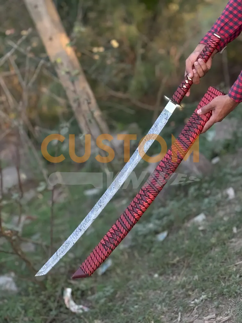 Personalizable Katana Sword | Historical Ninja Sword with Scabbard & Damascus Steel | Wall Hanging Display | Ideal Groomsmen Gift - Image 3