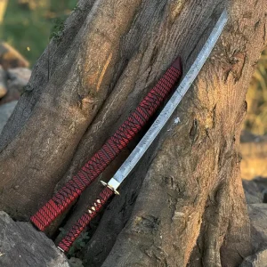 Personalizable Katana Sword | Historical Ninja Sword with Scabbard & Damascus Steel | Wall Hanging Display | Ideal Groomsmen Gift