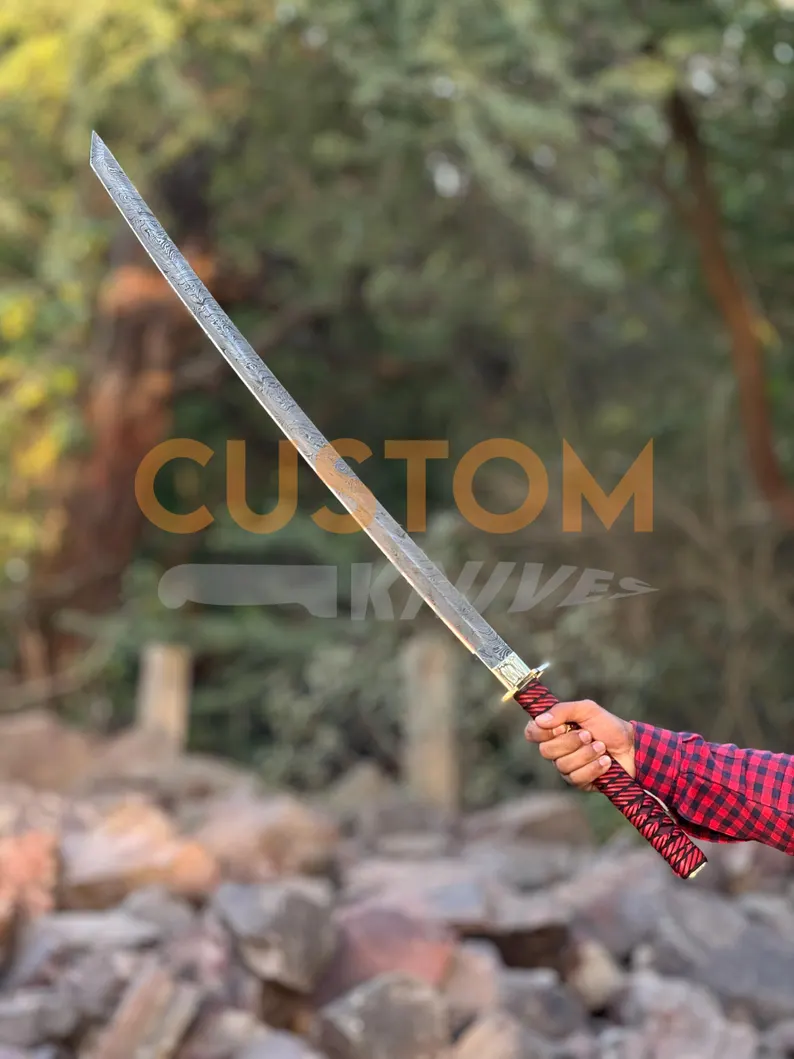 Personalizable Katana Sword | Historical Ninja Sword with Scabbard & Damascus Steel | Wall Hanging Display | Ideal Groomsmen Gift - Image 4
