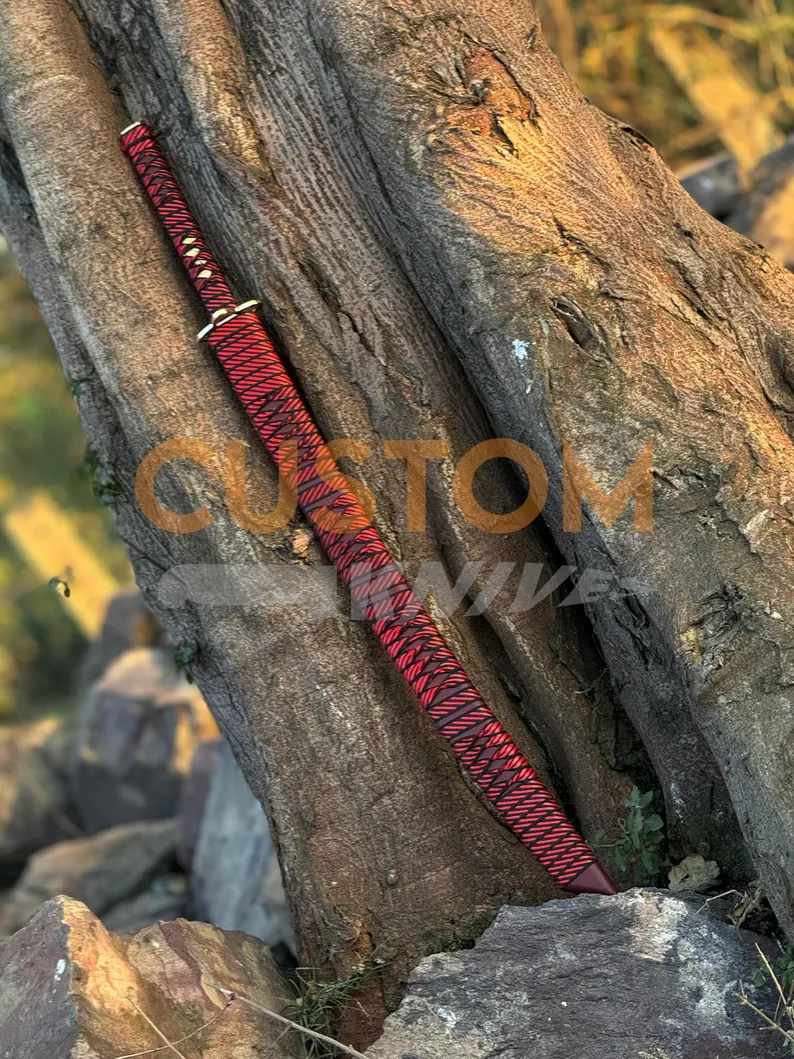 Personalizable Katana Sword | Historical Ninja Sword with Scabbard & Damascus Steel | Wall Hanging Display | Ideal Groomsmen Gift - Image 7