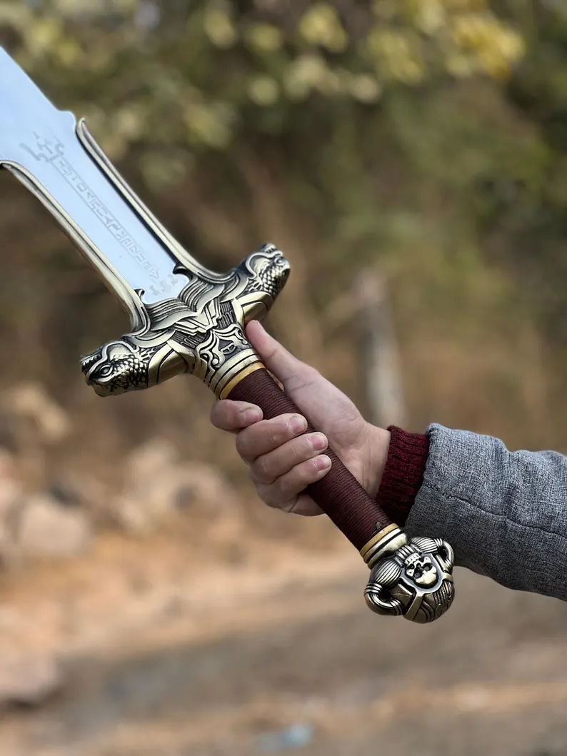 Conan the Barbarian Sword - Atlantean Replica Sword with Sheath & Wall Plaque Fantasy Movie Prop | Decorative Wall Display Gift for him