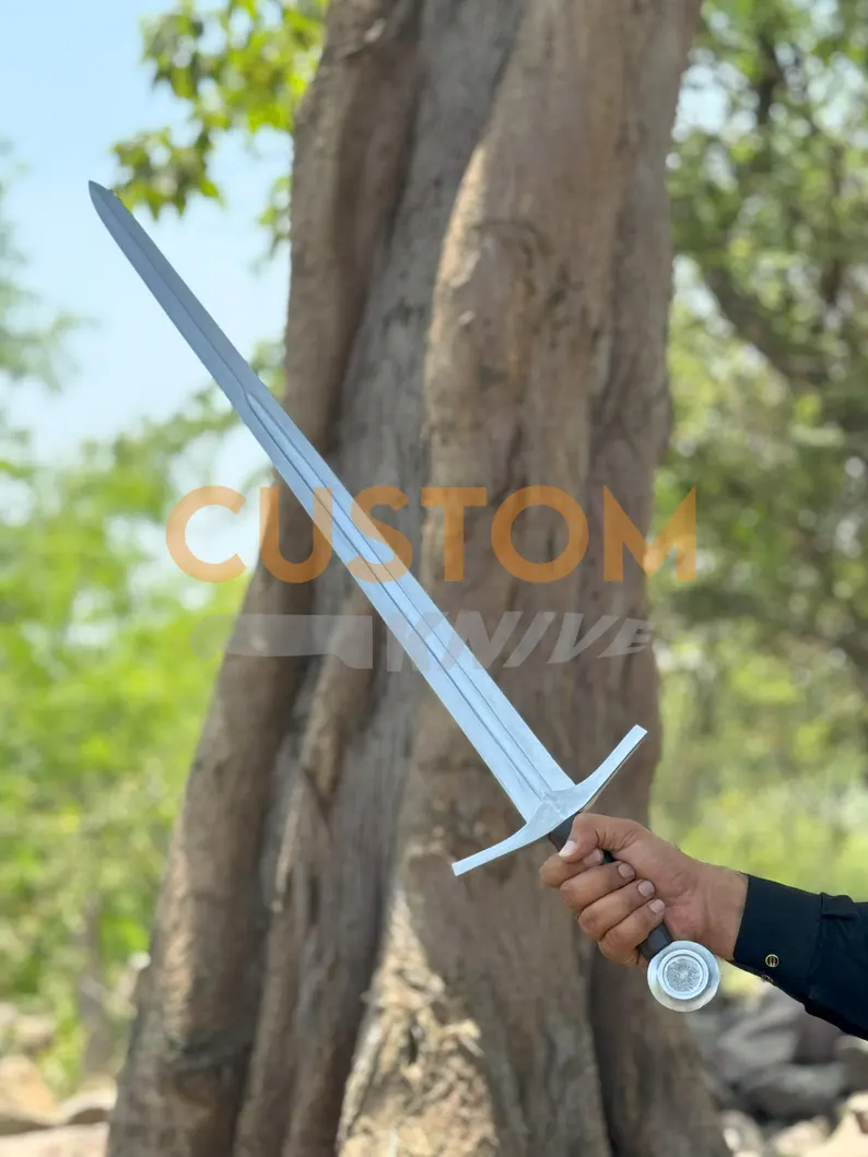 Handmade Carbon Steel Medieval Long Sword with Custom Scabbard - Perfect Father's Day Gift, Gift for Him, or Groomsmen Gift - Image 3