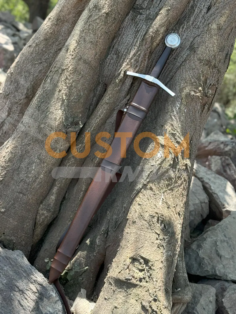 Handmade Carbon Steel Medieval Long Sword with Custom Scabbard - Perfect Father's Day Gift, Gift for Him, or Groomsmen Gift - Image 7