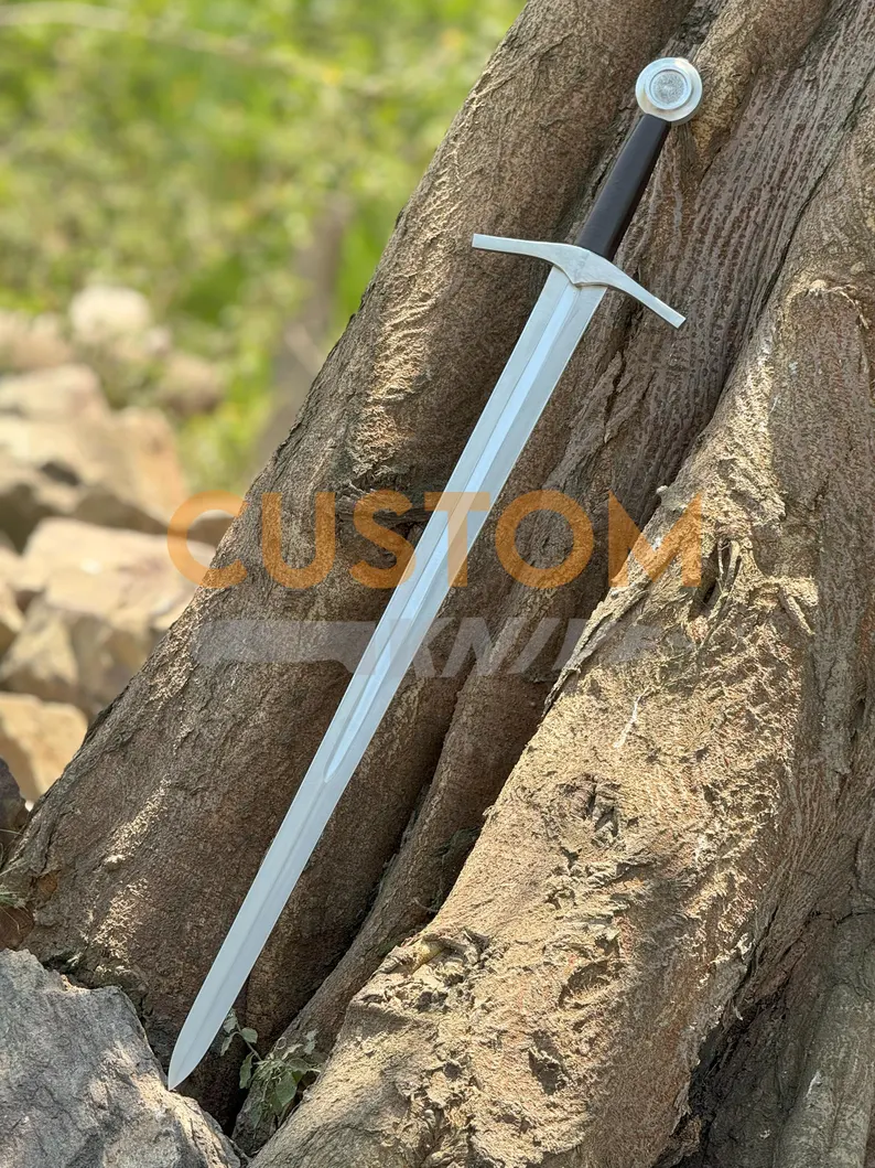 Handmade Carbon Steel Medieval Long Sword with Custom Scabbard - Perfect Father's Day Gift, Gift for Him, or Groomsmen Gift - Image 5