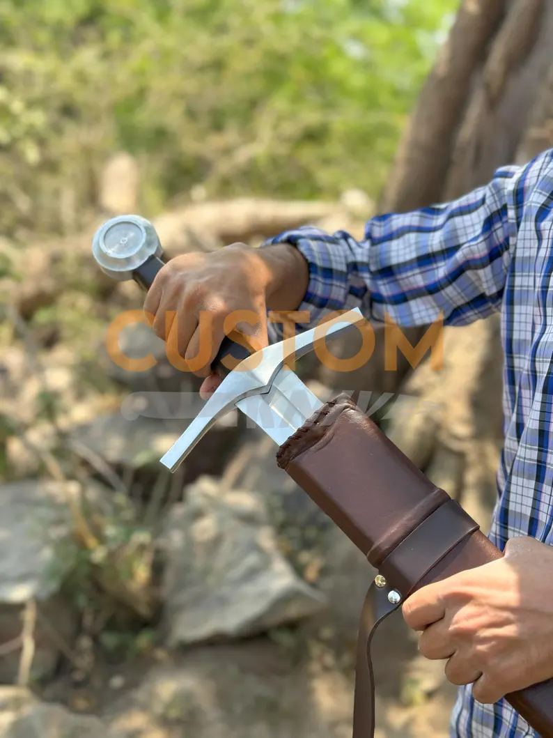 Handmade Carbon Steel Medieval Long Sword with Custom Scabbard - Perfect Father's Day Gift, Gift for Him, or Groomsmen Gift - Image 4