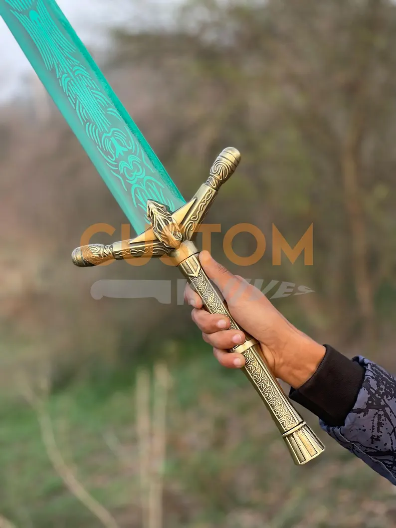 40" Dark Moon Sword Replica – Full Metal Moonlight Red & Green Greatsword Cosplay Prop, Handmade Fantasy Sword - Image 6