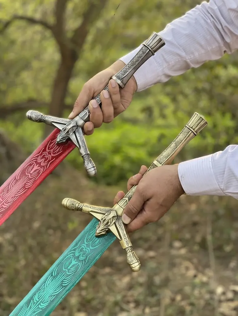 40" Dark Moon Sword Replica – Full Metal Moonlight Red & Green Greatsword Cosplay Prop, Handmade Fantasy Sword